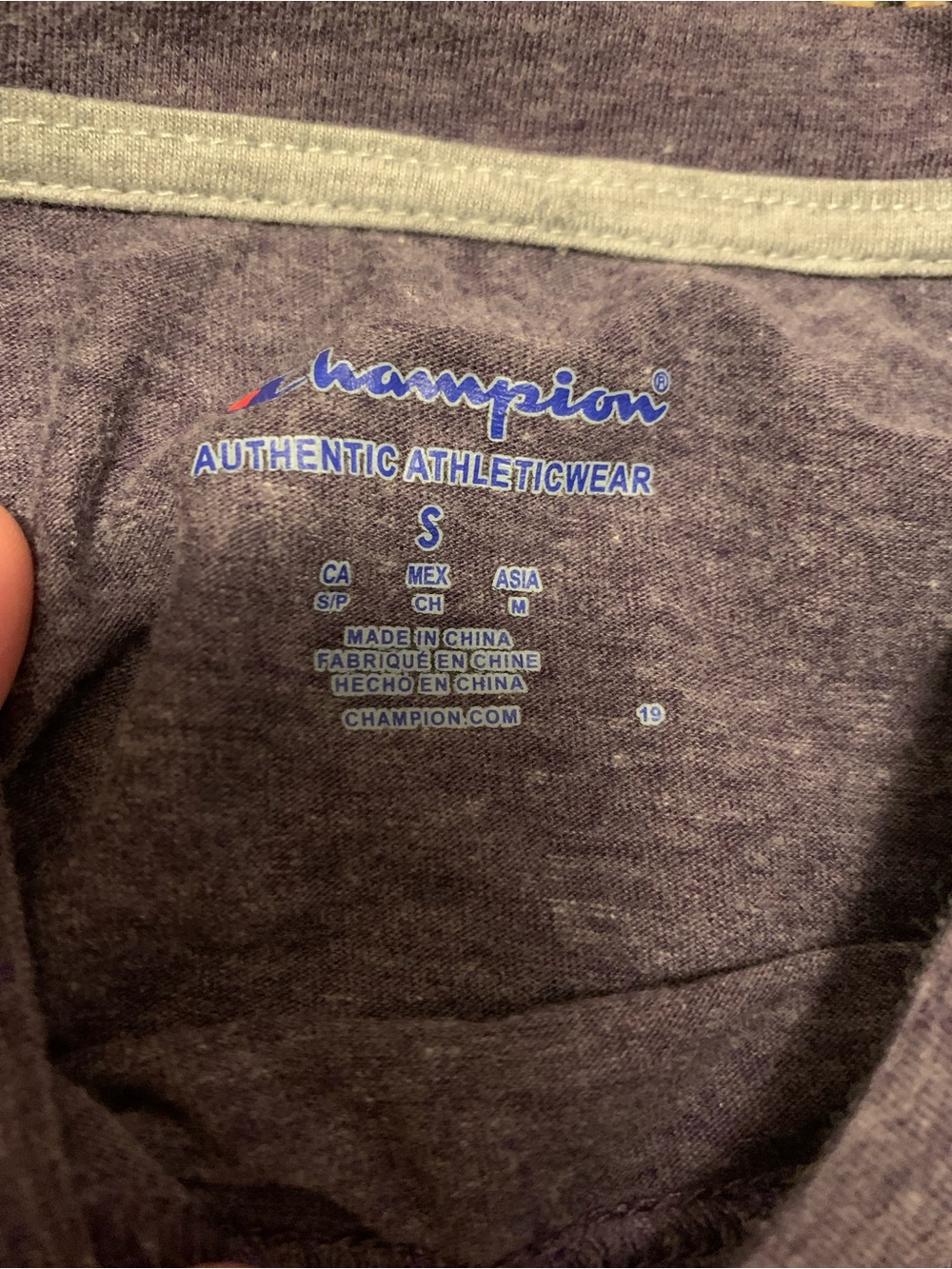 Champion Heather purple-Navy color Short-Sleeve Tee with Gold 'W' - WSU - Picture 2 of 13
